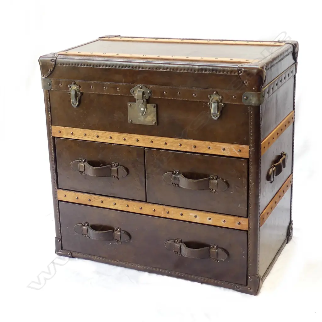 DESIGNER PONY HIDE & LEATHER STUDDED MED. CHEST Image 1++