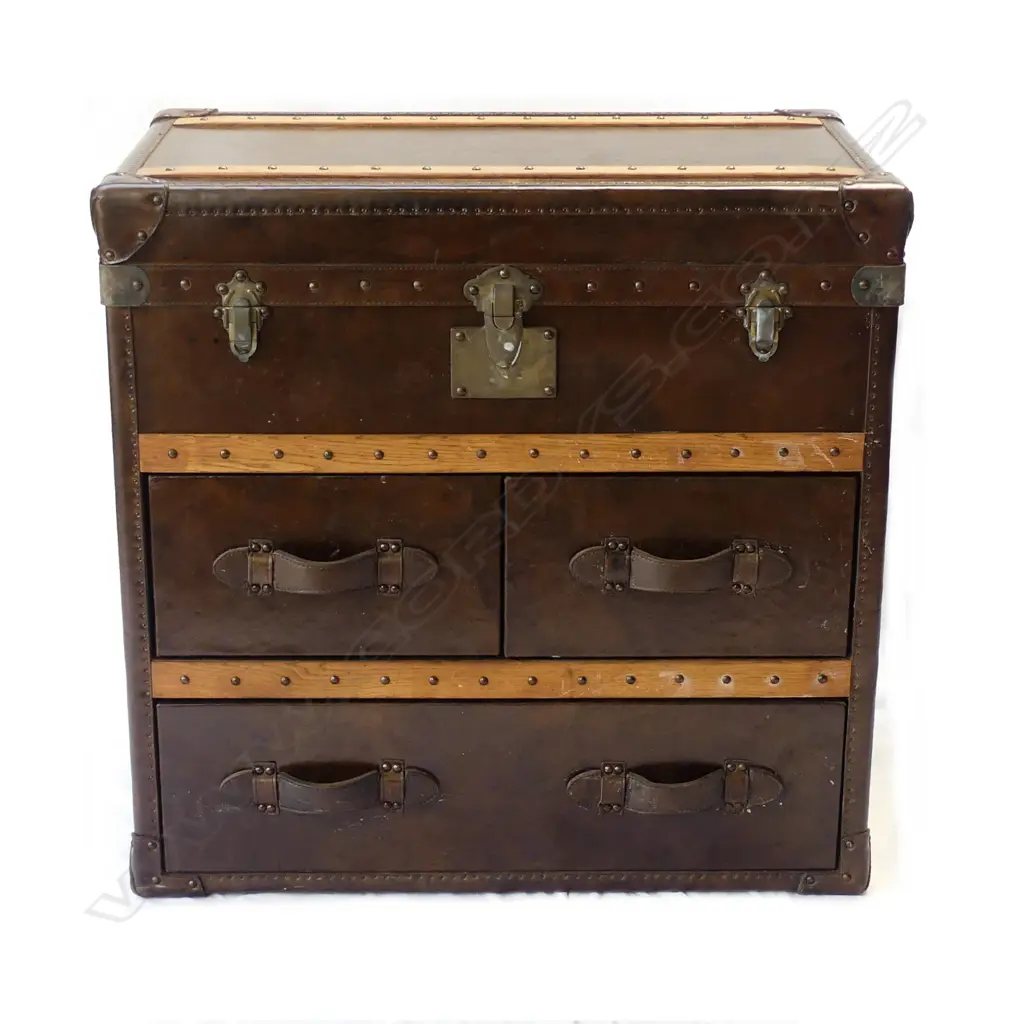 DESIGNER PONY HIDE & LEATHER STUDDED MED. CHEST Image 1++