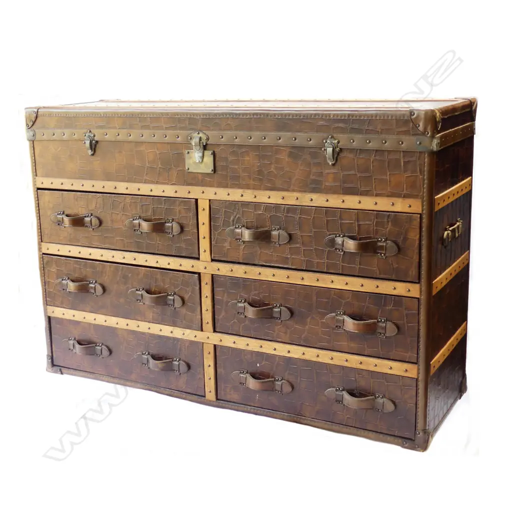 DESIGNER PONY HIDE & LEATHER STUDDED LGE. CHEST Image 1++