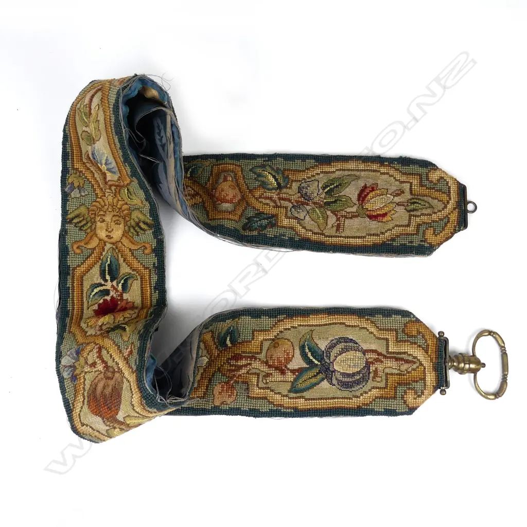 A Victorian gros point tapestry bell pull Image 1++