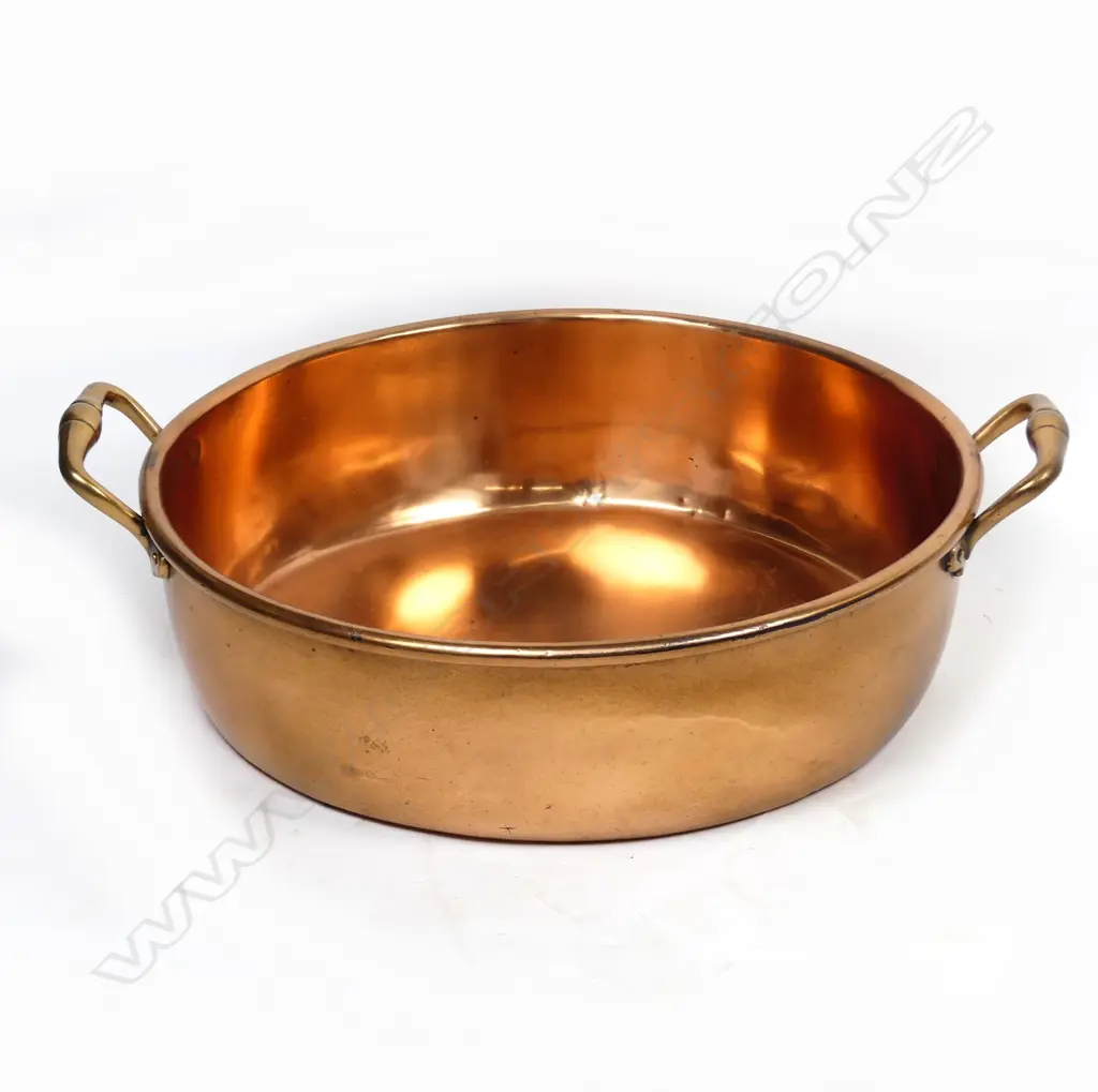 A large copper preserve or braising pan Image 1++