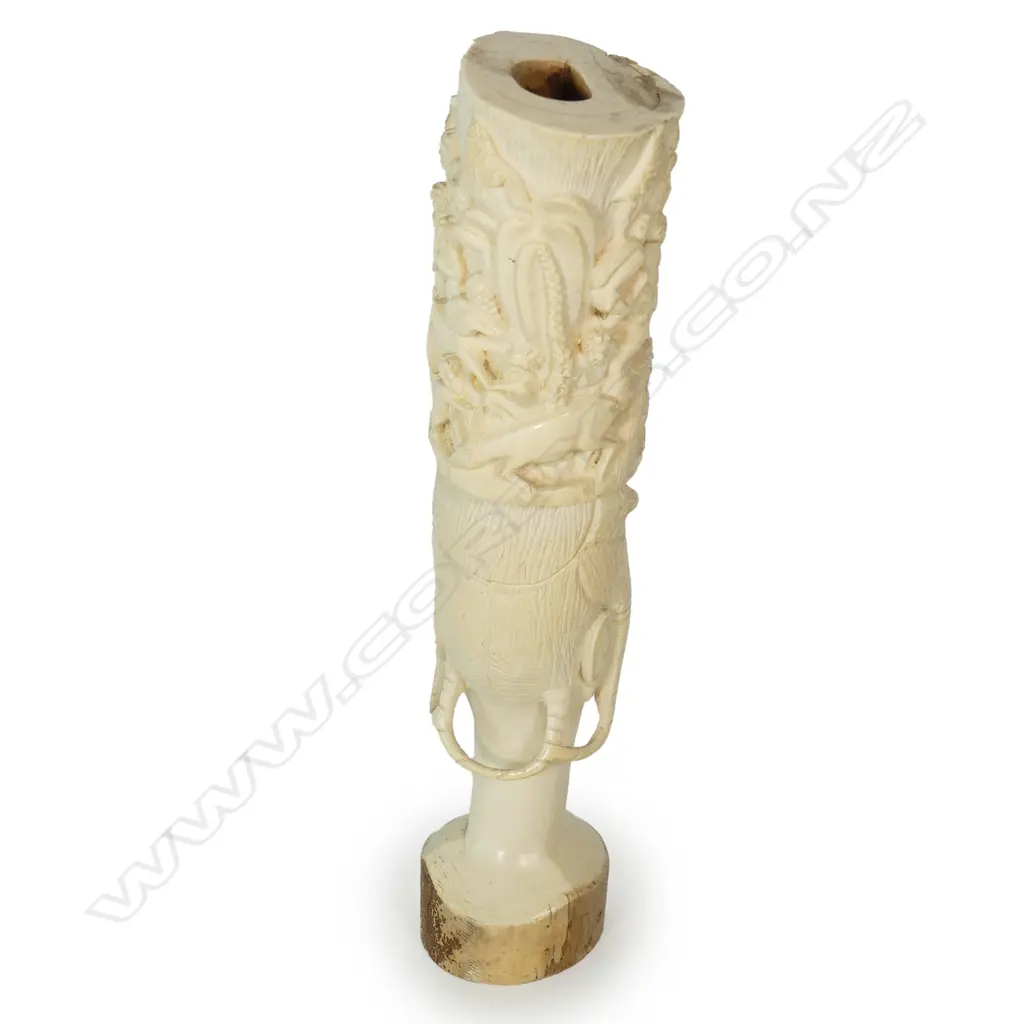 A substantial African old carved ivory tusk section Image 1++