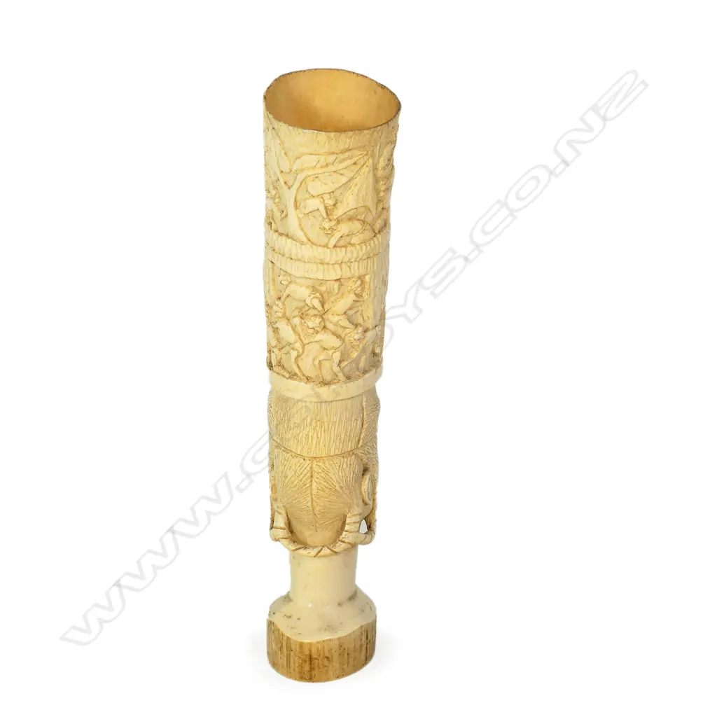 A large old carved African ivory tusk section Image 1++