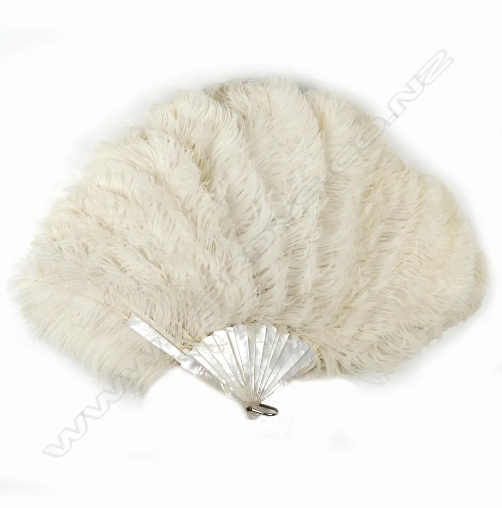 A white ostrich feather fan Image 1++