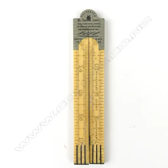 A Victorian Wm. Marples & Sons Sheffield ivory and white metal four-fold 24" rule