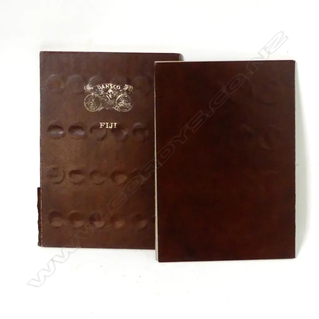 Two Dansco numismatic folders of 92 Fijian pre-decimal coins Image 1++