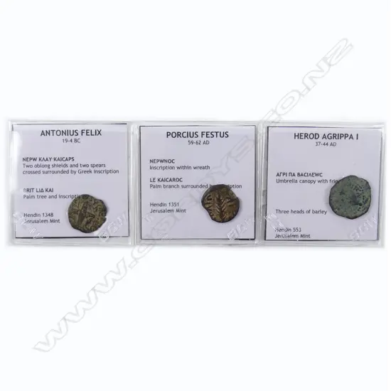 Three ancient Judean Biblical coins