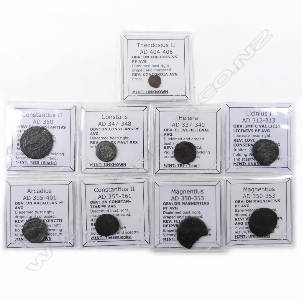 Nine ancient Late Roman Empire coins Image 1++