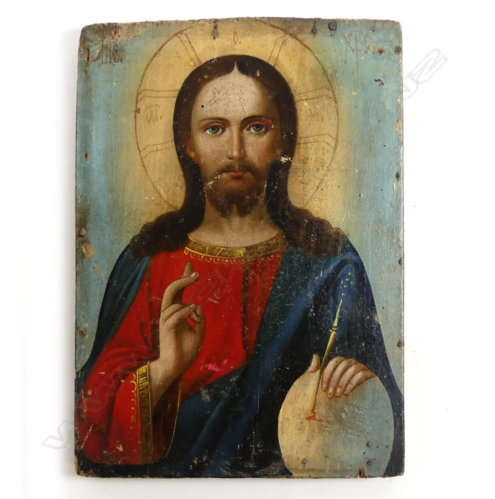 A small Russian icon Christ as Salvator Mundi Image 1++