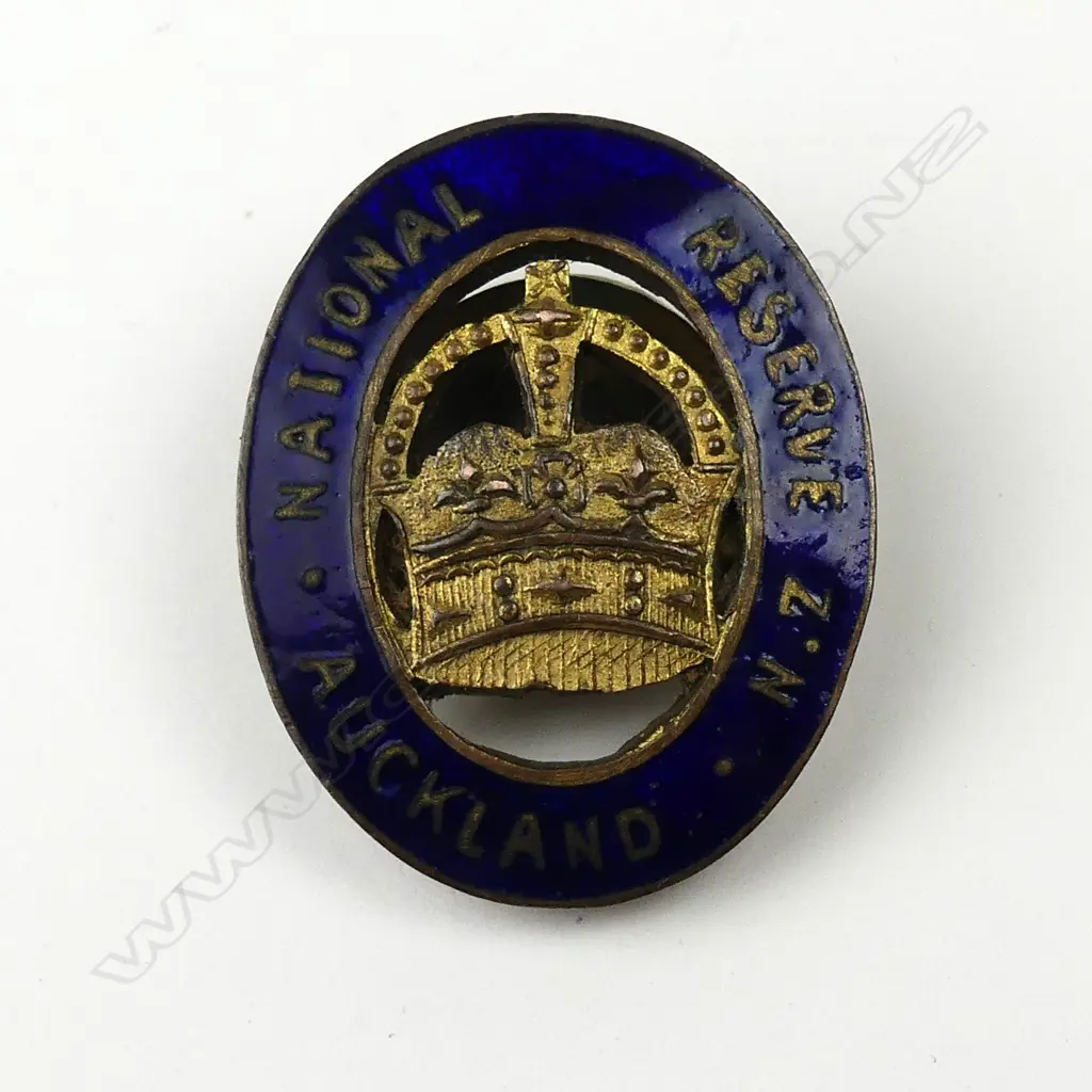 Reuben Watts gilt brass and enamel Auckland N.Z. National Reserve badge Image 1++