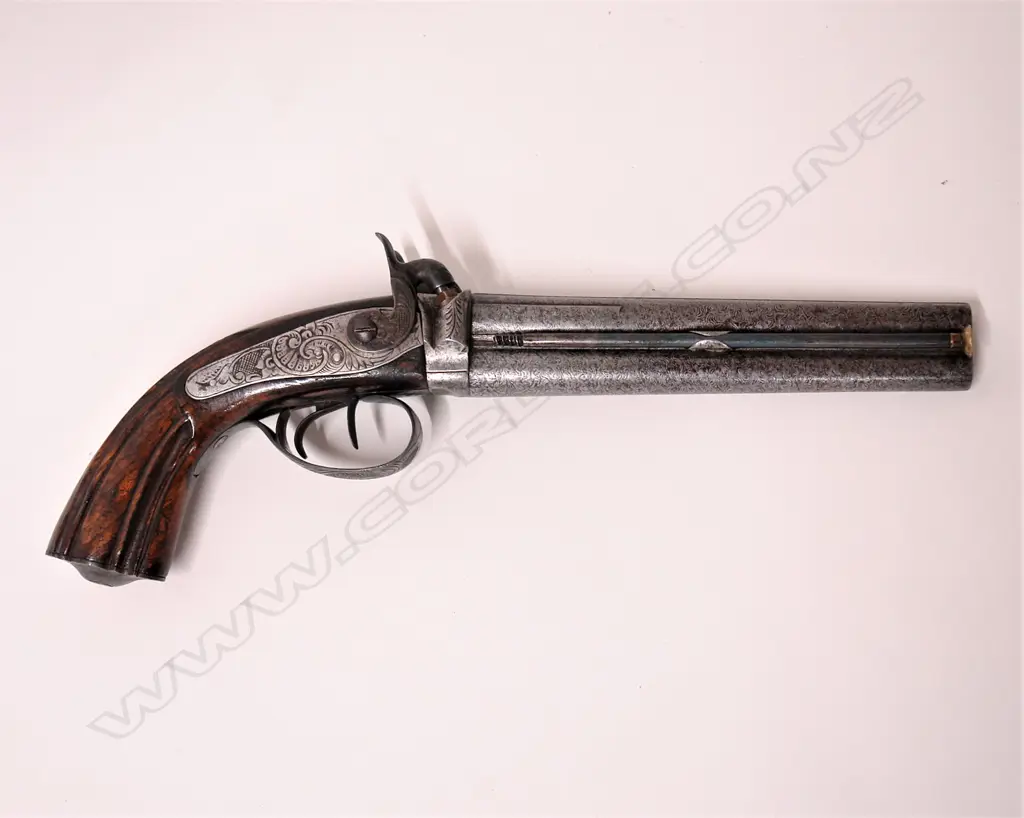 A c.1840s French double-barrel percussion pistol Image 1++