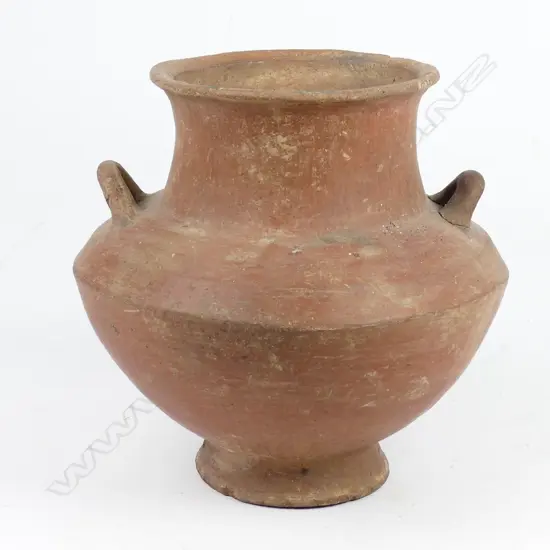 An ancient redware terracotta baluster jar