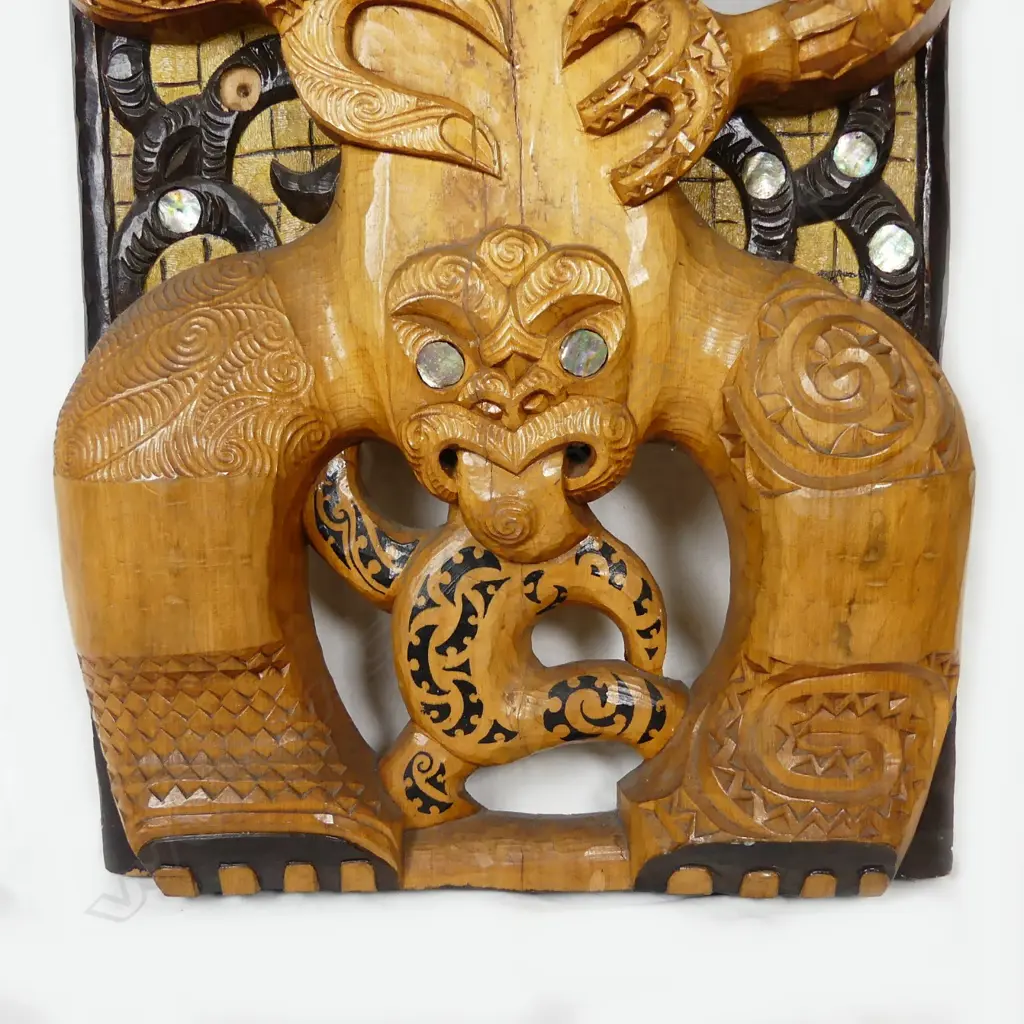 A Maori carved kauri poupou panel Image 1++