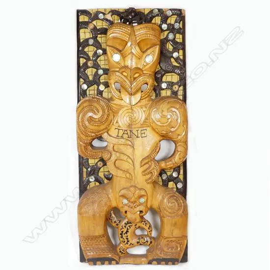 A Maori carved kauri poupou panel