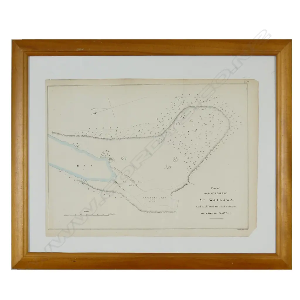 Framed 'Plan of Native Reserve at Waikawa...' Image 1++