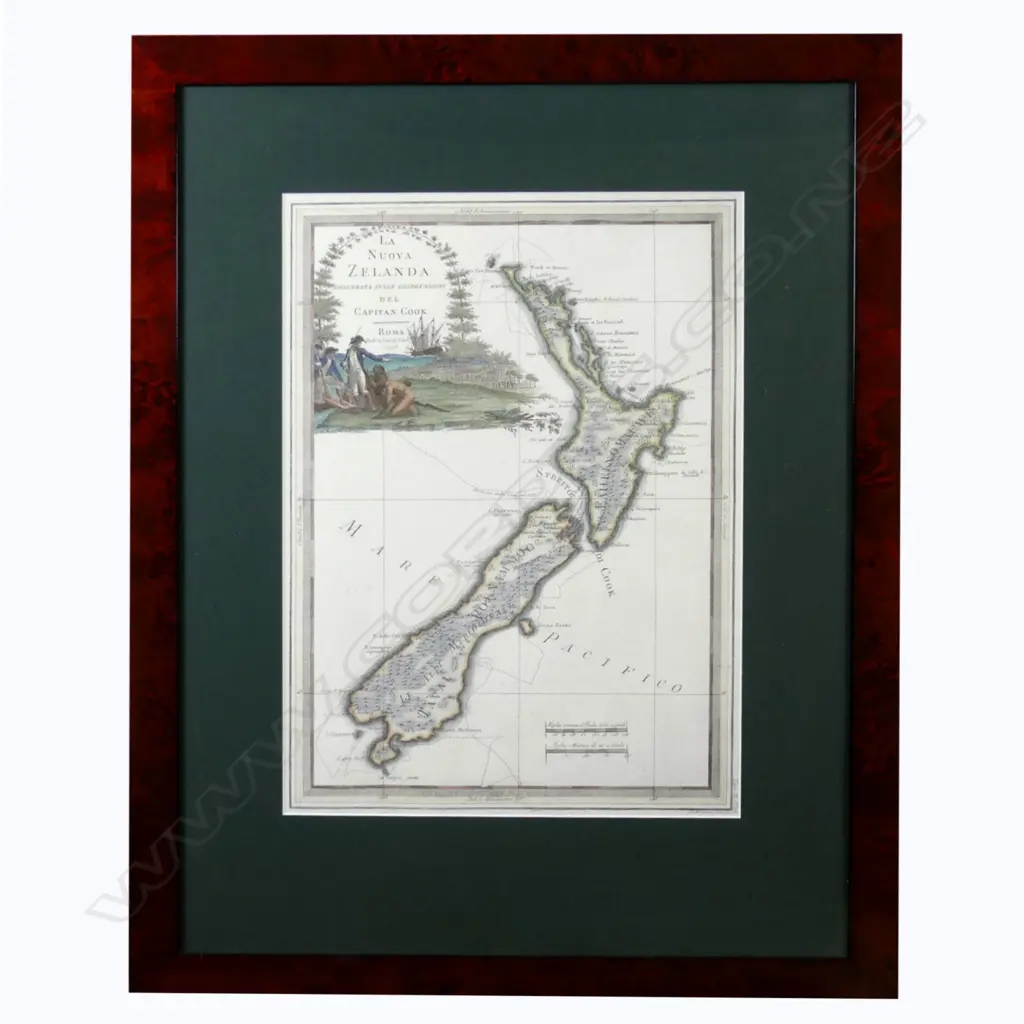 Reprint map 'La Nuova Zelanda' by Cassini after Cook Image 1++