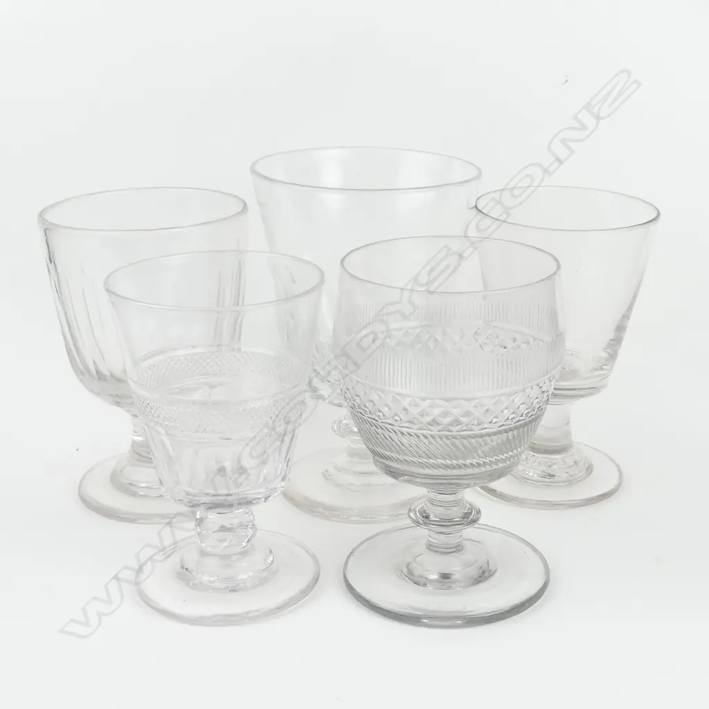 Five 19thC various hand blown drinking glasses Image 1++
