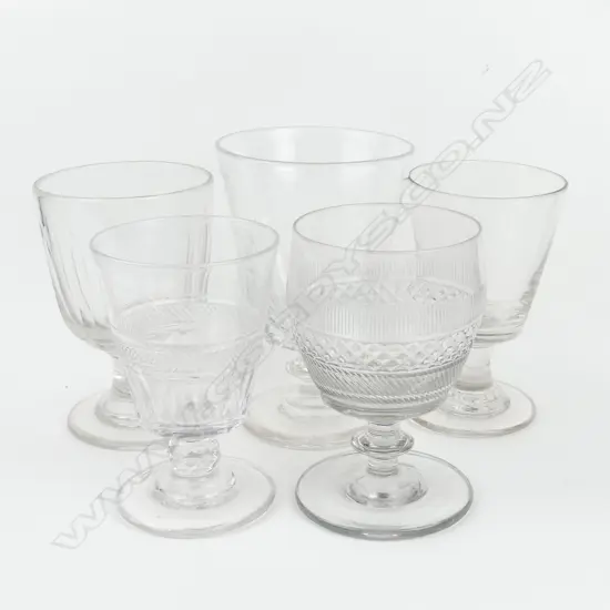 Five 19thC various hand blown drinking glasses