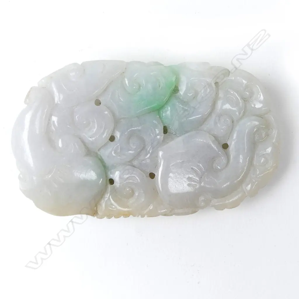 A Chinese pale jade large pendant Image 1++
