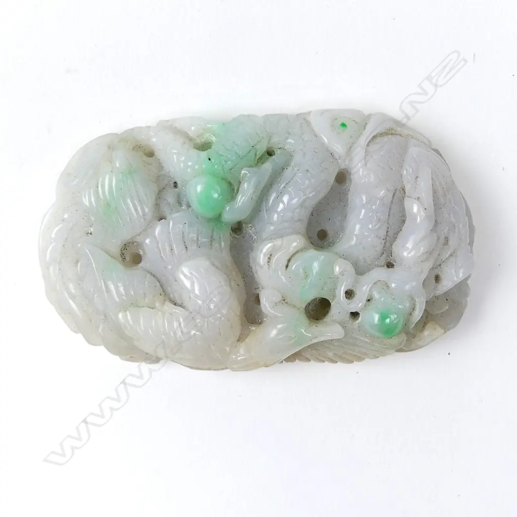 A Chinese pale jade large pendant Image 1++