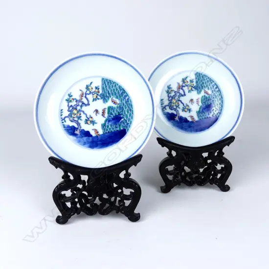 A pair of Chinese ducai saucer dishes