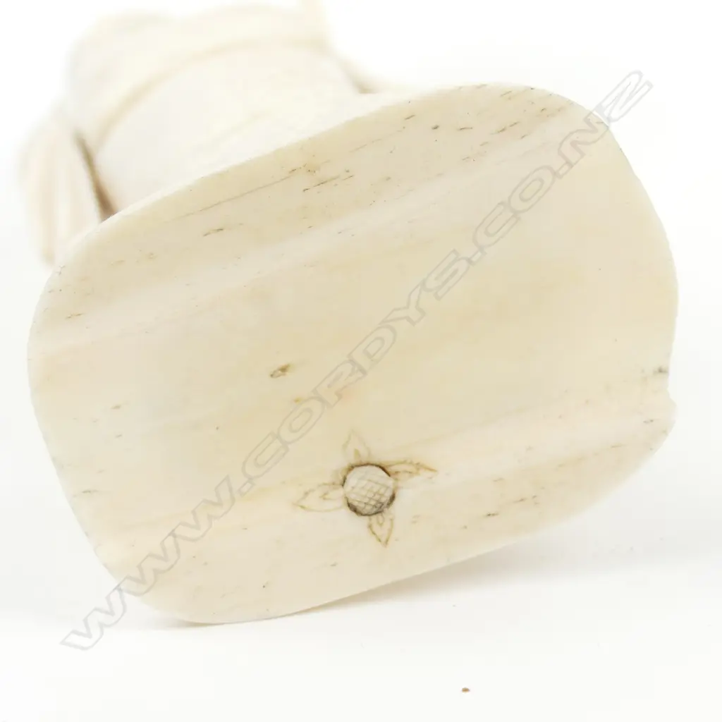 A Japanese bone sectional figure of a woman with parasol and fan Image 1++