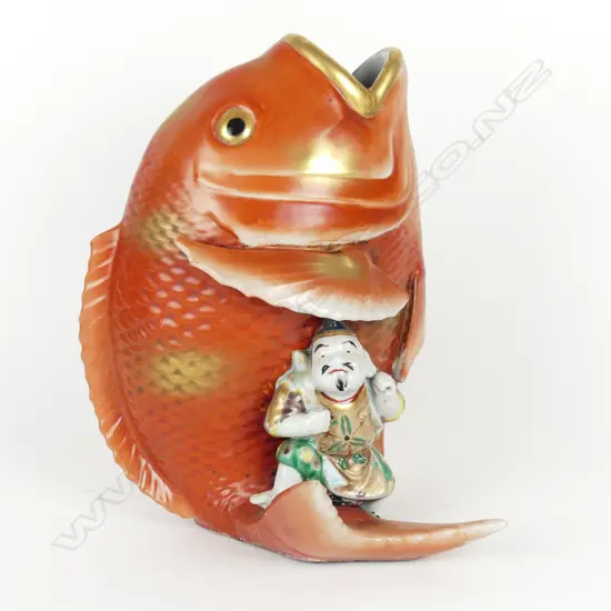 A Japanese Meiji period large Kutani fish vase