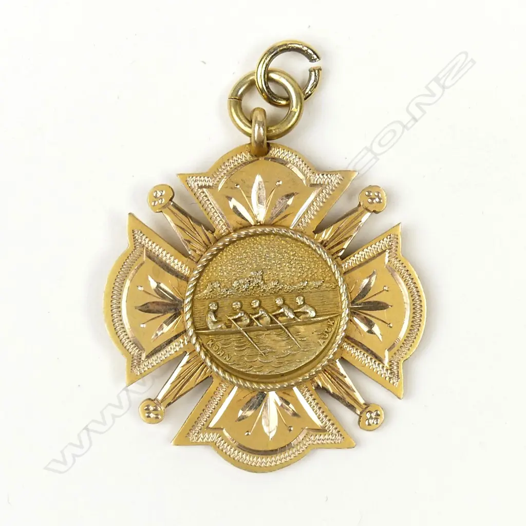 Adolph Kohn 9ct. gilded yellow gold 1917-18 rowing medal Image 1++