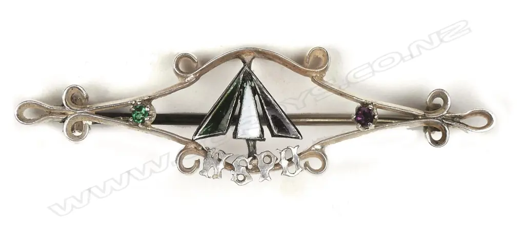 An interesting early 1910s silver and enamel bar brooch of suffragette interest Image 1++