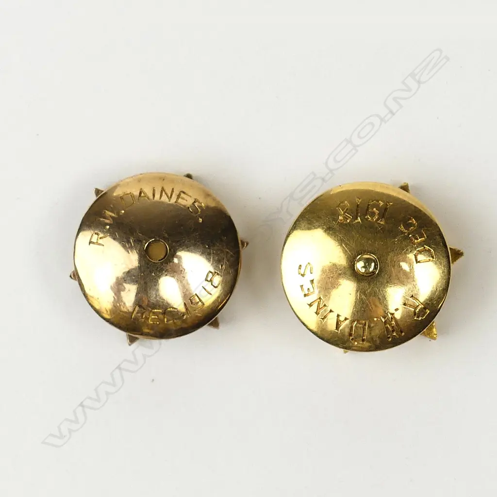 Two early 20thC gold diamond and enamel long service lapel pins Image 1++