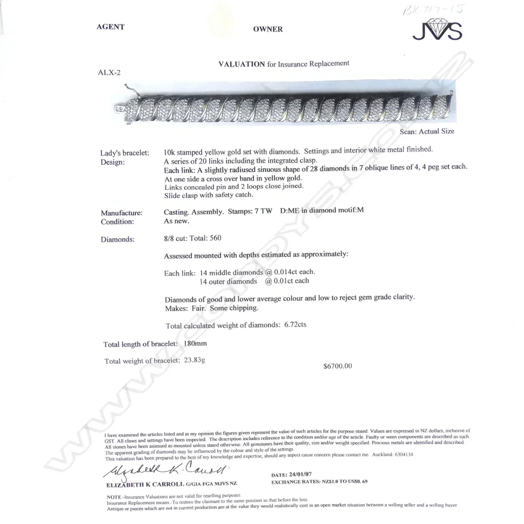 A 10ct yellow gold and multi-diamond set bracelet Image 1++