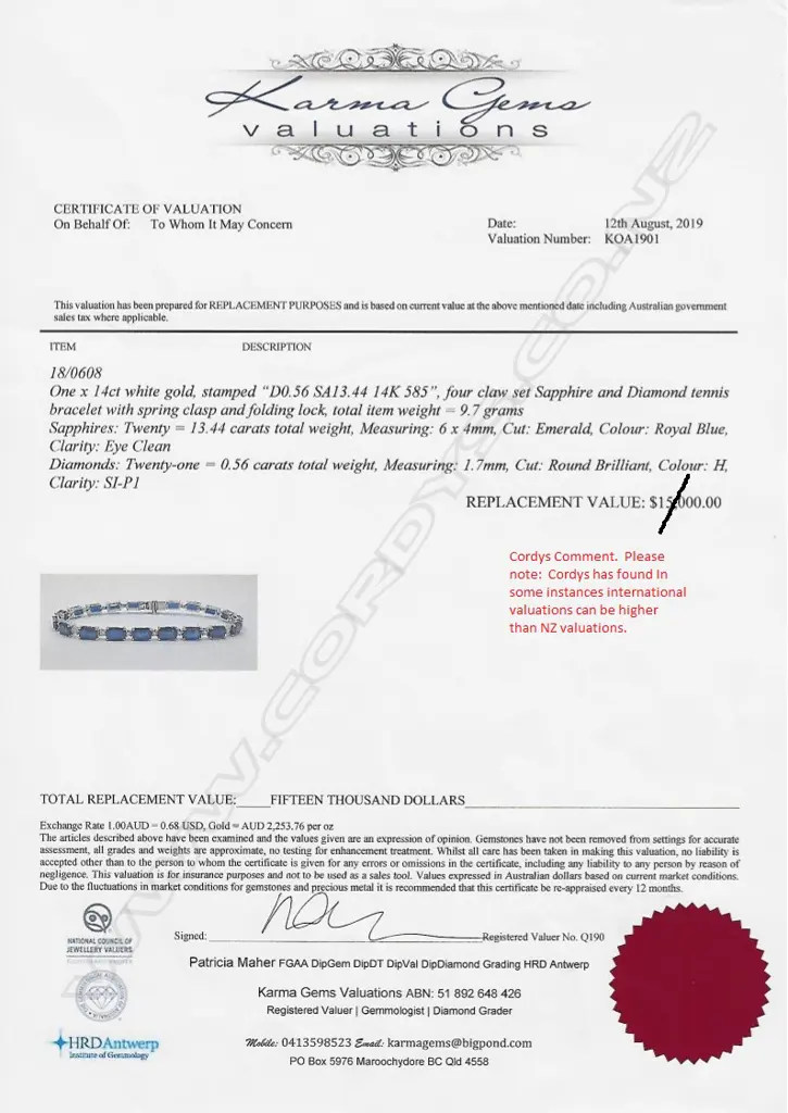 A 14ct white gold sapphire and diamond bracelet Image 1++