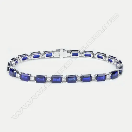 A 14ct white gold sapphire and diamond bracelet