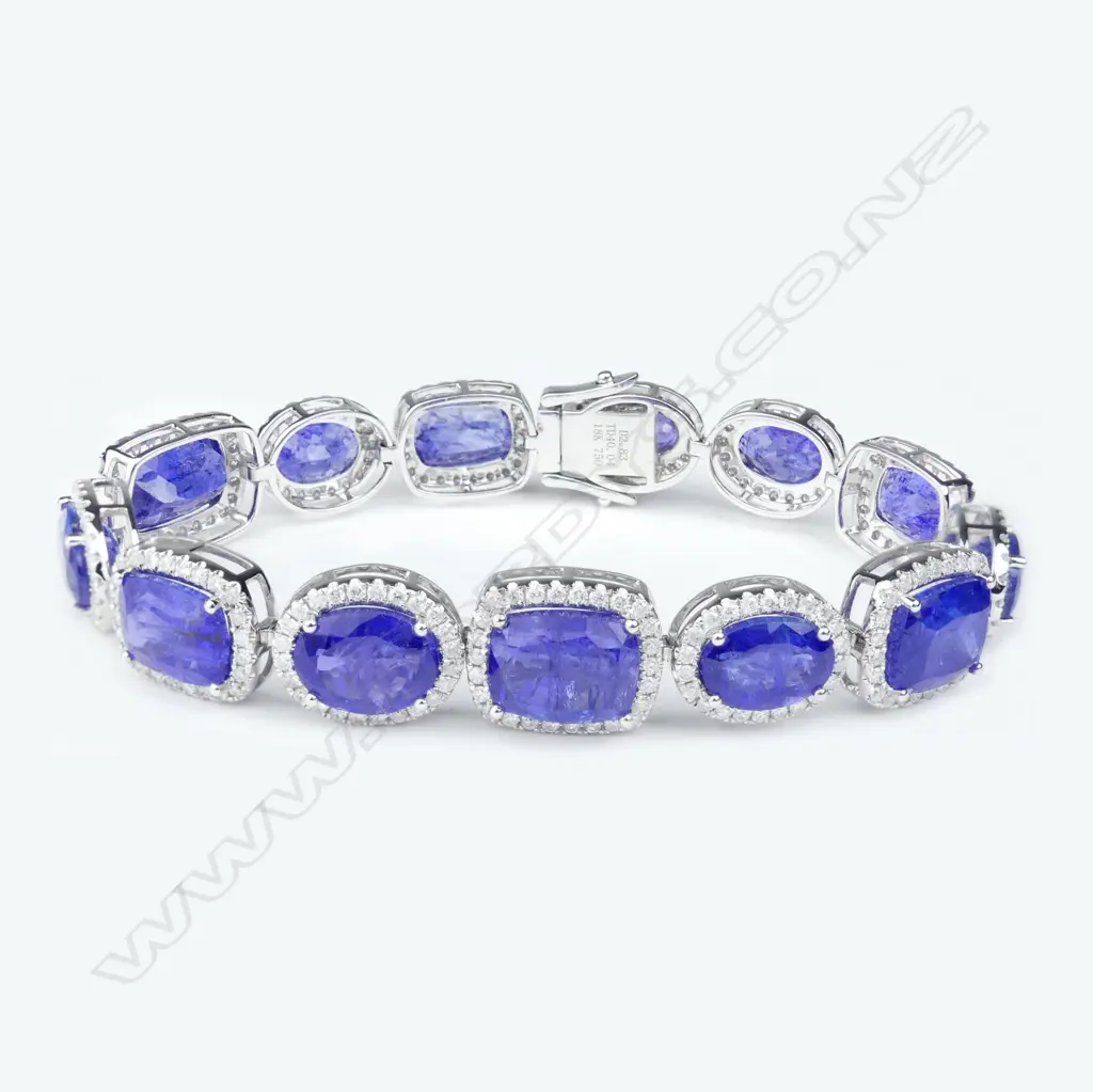 An 18ct white gold tanzanite and diamond bracelet Image 1++