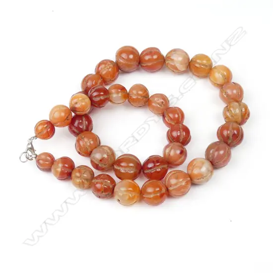 A tribal carnelian bead necklace