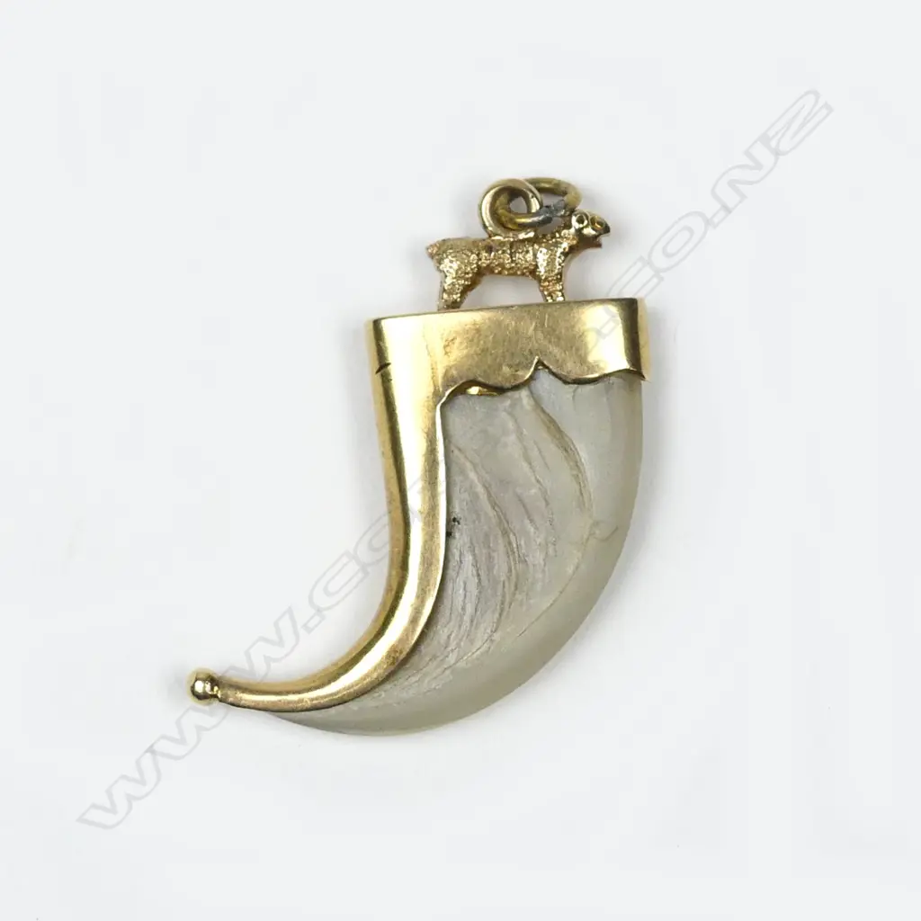 An 18ct gold and tiger claw pendant Image 1++