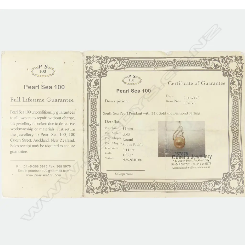 A 14ct gold diamond and pearl pendant Image 1++