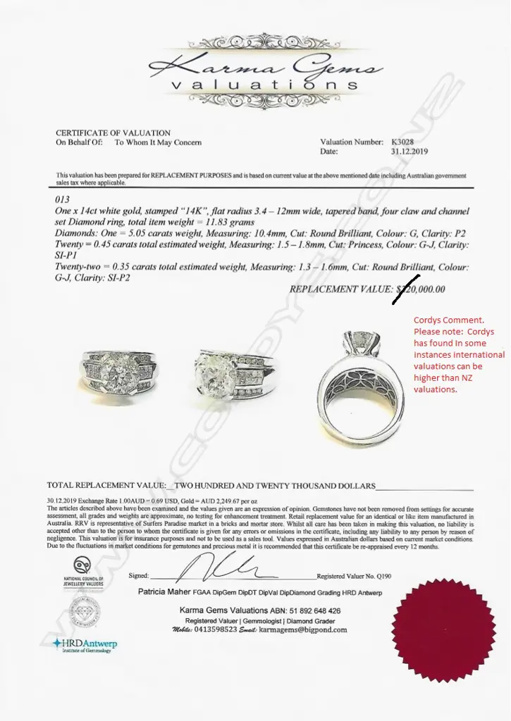 A 14ct white gold and 5.05ct diamond ring Image 1++