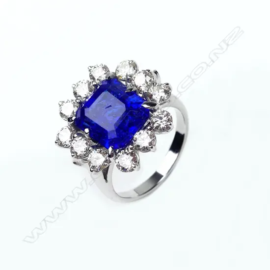 An 18ct white gold 8.20ct tanzanite and diamond ring