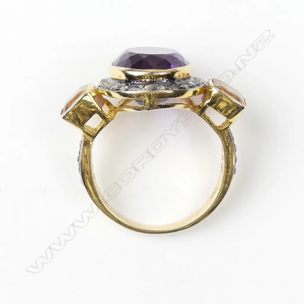 A 14ct gold amethyst diamond and citrine dress ring Image 1++