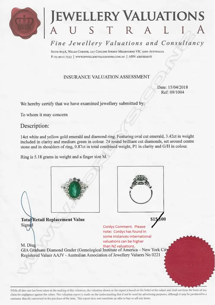A 14ct gold emerald and diamond ring Image 1++