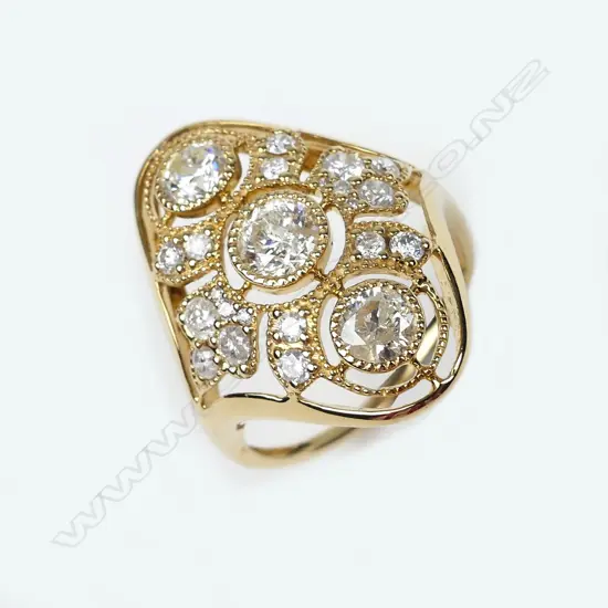 A 14ct gold and diamond Art Deco style ring