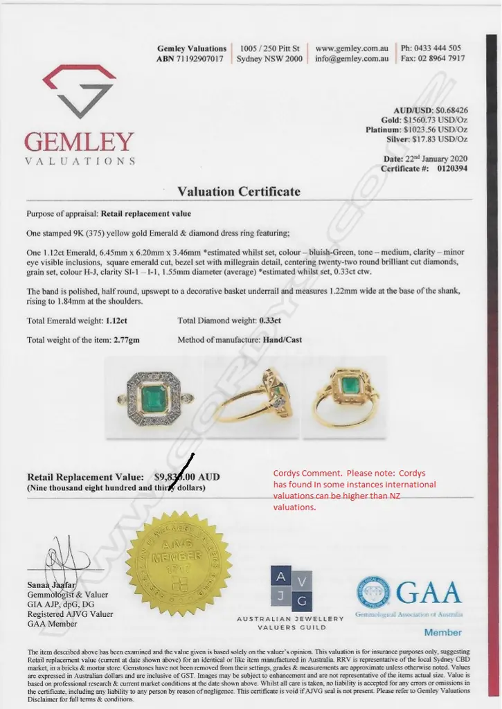 A 9ct gold emerald and diamond ring Image 1++