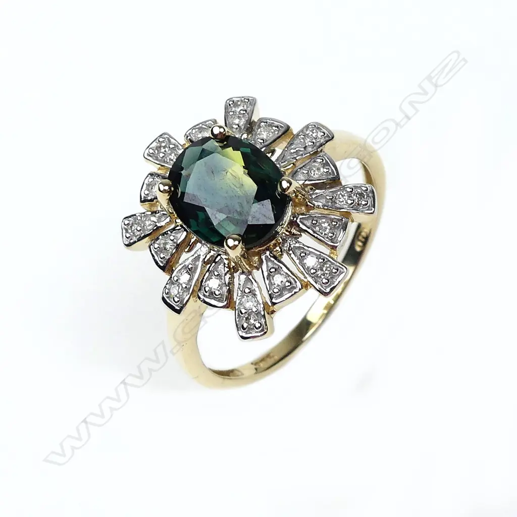 A 9ct gold tanzanite and diamond ring Image 1++