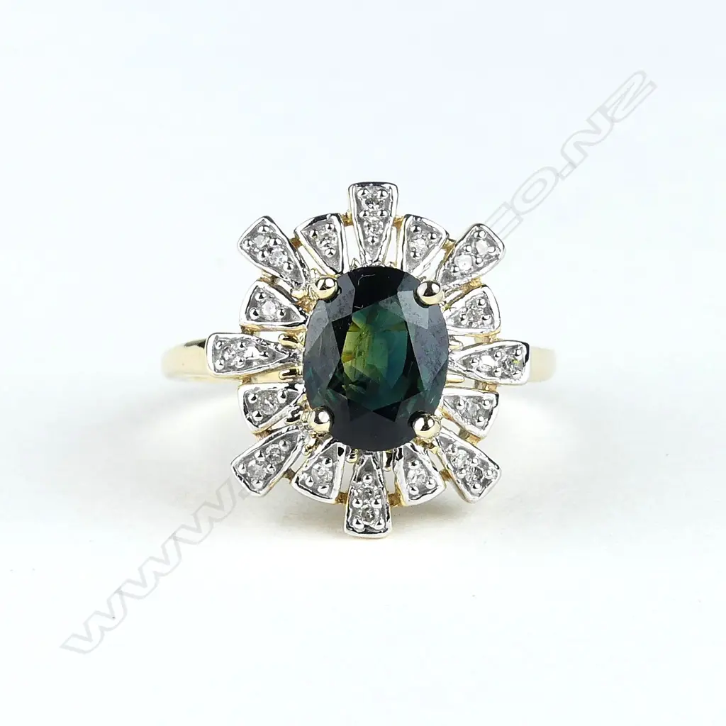 A 9ct gold tanzanite and diamond ring Image 1++