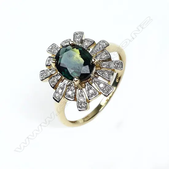 A 9ct gold tanzanite and diamond ring