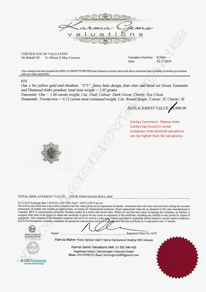 A 9ct gold tanzanite and diamond pendant Image 1++