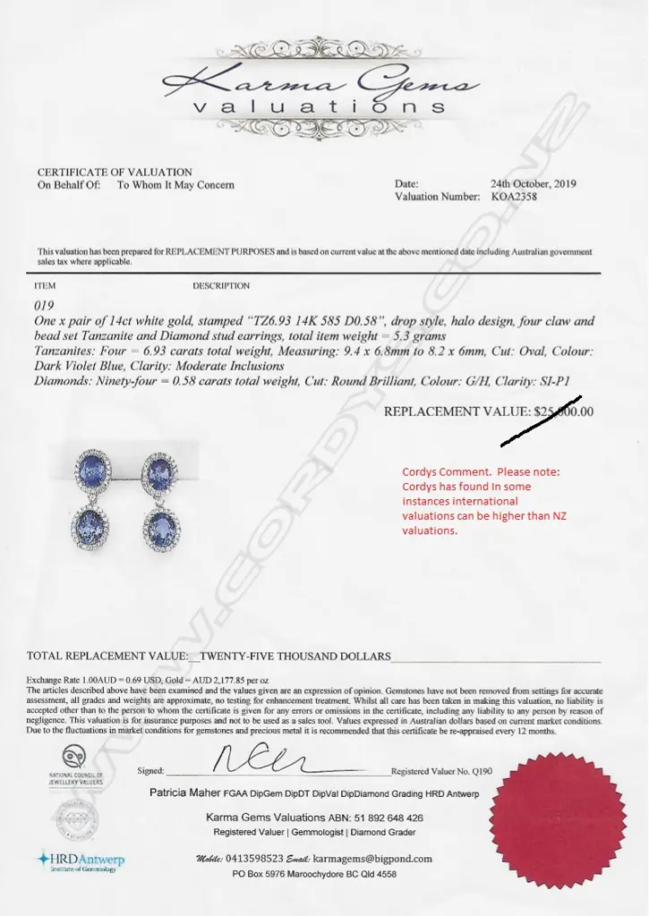 A pair of 14ct white gold tanzanite and diamond drop earrings Image 1++