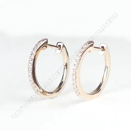A pair of 18ct rose gold and diamond 'huggie' on-the ear hoop earrings