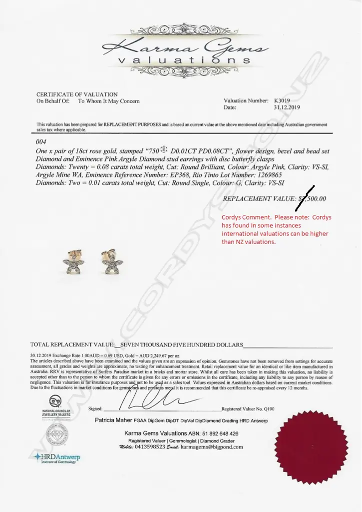 A pair of 18ct rose gold diamond stud earrings Image 1++